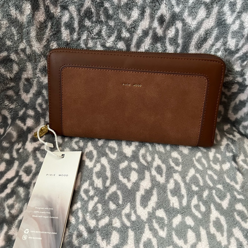 NWT Pixie Mood Emma Zip Around Wallet Dark Oak